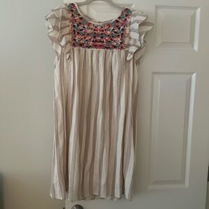 THML embroidered mini dress. Size L. Good for maternity dress.